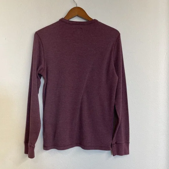 Abercrombie & Fitch Shirt Mens Medium Red Waffle Knit Thermal Henley Comfy Casua - Picture 3 of 11